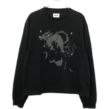 GIDEAL G41-TS001BK3 ZIDEAL LOGO PRINT LONG SLEEVE CUT AND SEW BLACK Used MESC-0