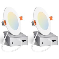 Amico 2 Pack 4 Inch 5CCT Ultra-Thin LED Recessed Ceiling Light 4 inch, White