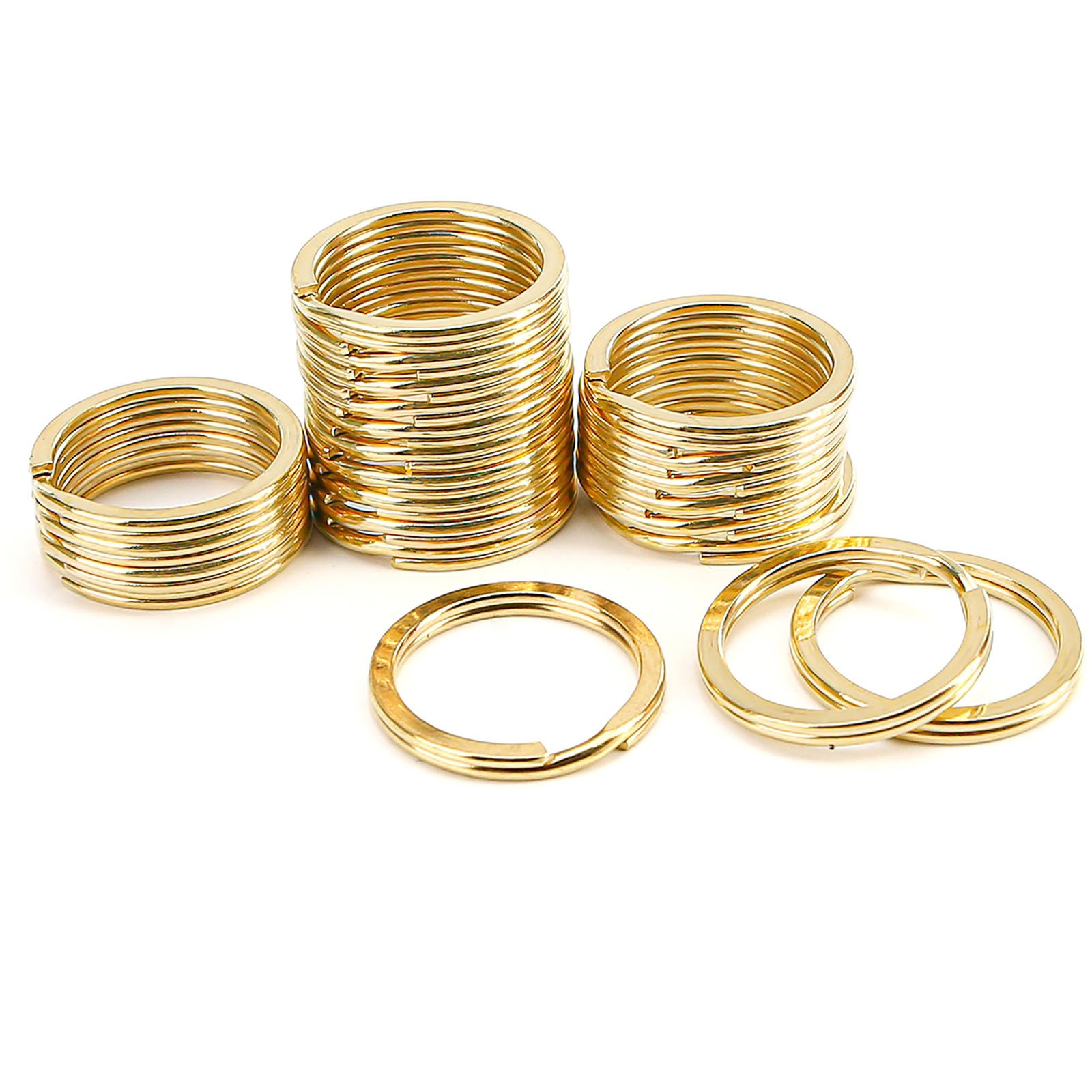 Solid Brass Flat Keyring 15/20/25/30/32/35mm Split Key Rings Hoop Loop Keychain