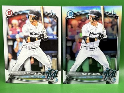 2x Lot 2025 Bowman Draft Max Williams #BDC-68 1st Bowman Refractor & Paper Base
