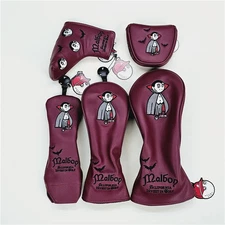 Malbon Golf Club Headcovers Dracula Burgundy, Wood Driver Hybrid Putter