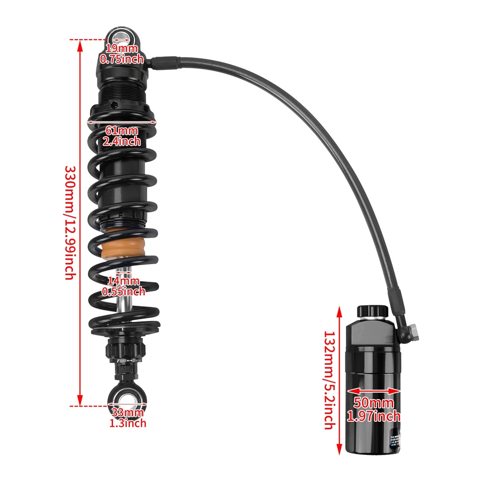 Black Remote Reservoir Rear Suspension Shock For Harley 14-25 Road Street Glide - Image 4 of 4