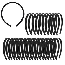 30 Pcs Black Satin Covered Headbands for 0.48inch Women Non Slip Thin Elastic