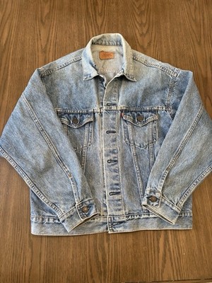 Vintage Levi's Denim Trucker Jacket Mens Medium Blue Made in USA 90s 70507 0218