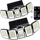 2 Pack Solar Security Light Outdoor 5 head 7000K 3000LM LED Motion Sensor IP65