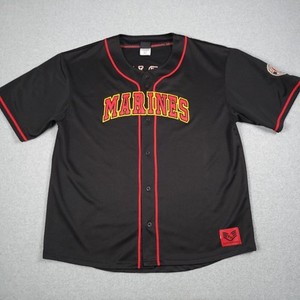 90s USMC ストライプベースボールシャツ Lサイズ USA製 ミリタリー 90s SOFFE S/S ミリタリーTシャツ USA製 Size L USMC 海兵隊 デビ