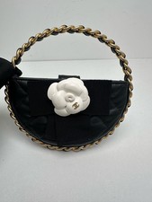 Chanel 23K Runway Camellia Hula Hoop Handbag Black Quilted Lambskin[Duties Paid]