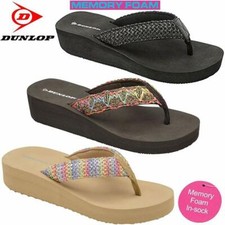 Ladies Womens Dunlop Memory Foam Comfort Walking Beach Wedge Sandals Shoes Size