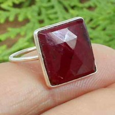 Natural Ruby Corundum Ring 925 Sterling Silver Handmade Jewelry Womens Ring Gift