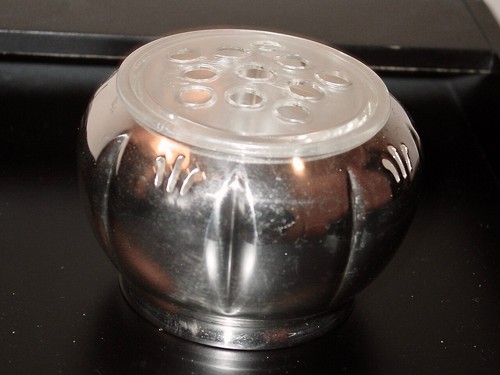 Vintage  3.5 Inch Silver  Flower Vase With  IntegralMulti-Hole Frog on Top - Picture 1 of 2