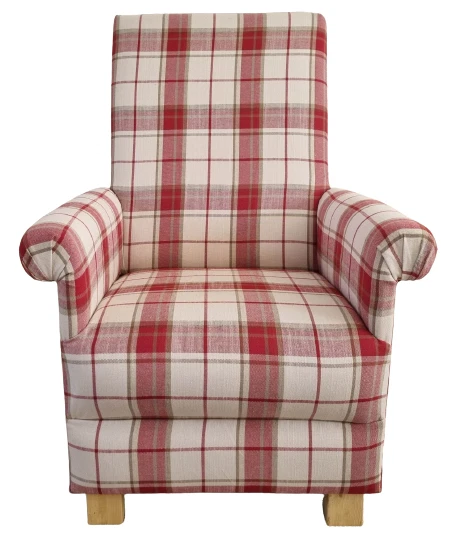 Armchair Laura Ashley Highland Check Cranberry Fabric Chair Red Checked Accent