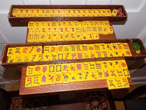 Vintage 1959 1960 Mahjong 152 Tile Catalin Set in Carry Case w/ Five Racks - Picture 11 of 11