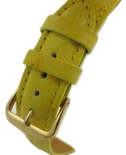 Yellow Ostrich Grain Genuine Leather Padded High Quality Watch Band Strap