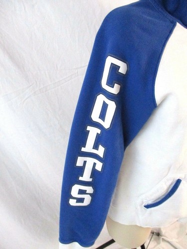Baltimore Colts NFL Hooded Jacket Reebok M White Blue Spell Out Zip Women EE364 - Picture 3 of 6