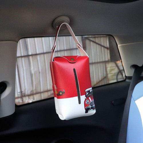 Car Leather Tissue Box Car Hanging tissue bag Auto Organizer For Mini Cooper - Picture 14 of 35