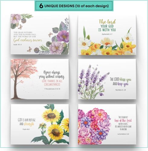 60 Inspirational Christian Greeting Cards - 6 Bible Verse Designs with Envelopes - Picture 6 of 10