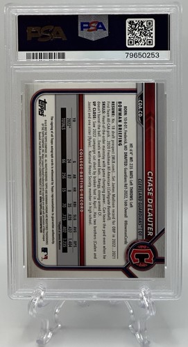 Chase DeLauter 2022 Bowman Draft Chrome Blue Wave Refractor Auto 018/150 PSA 9! - Picture 4 of 5