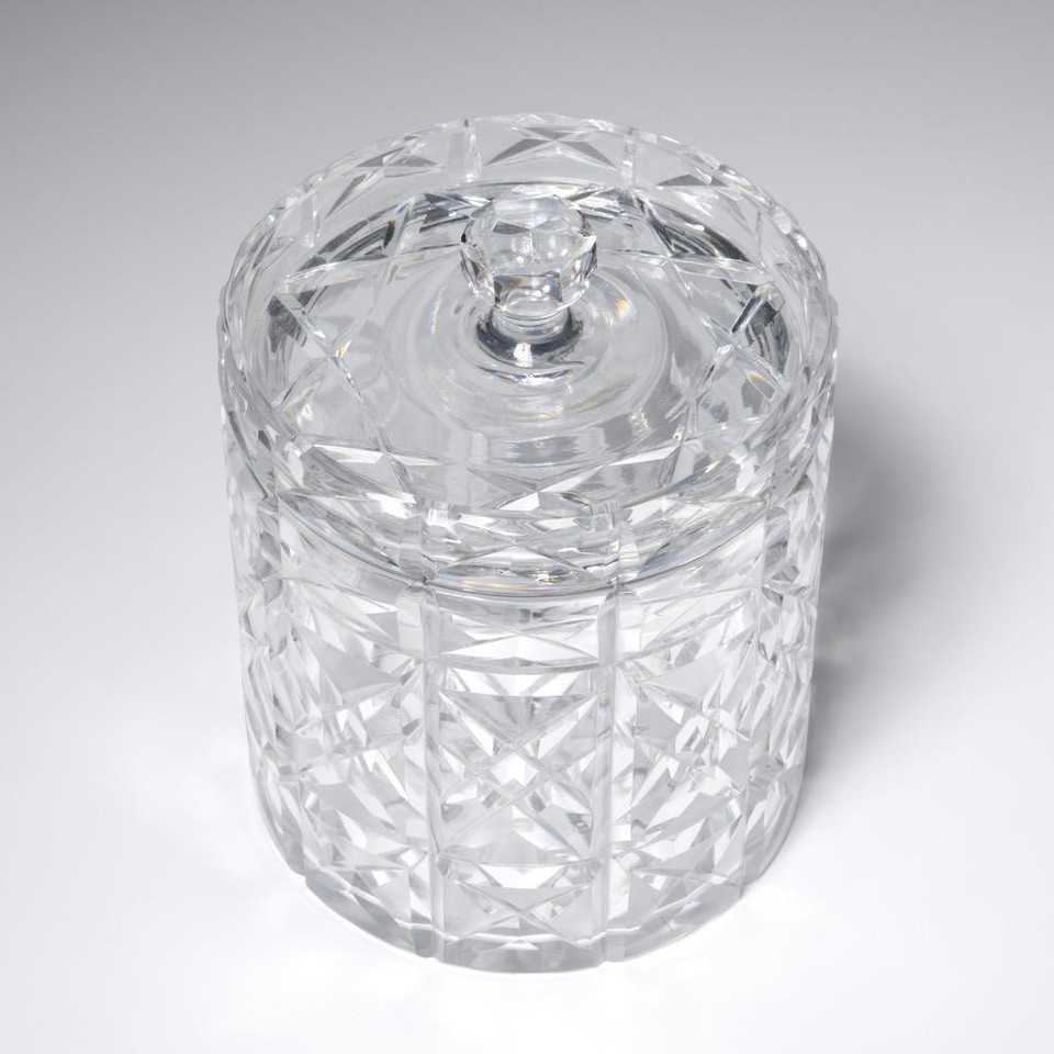 Antique Cut Crystal Clear Glass Biscuit Cookie Pantry Jar 6.75"h 5"dia