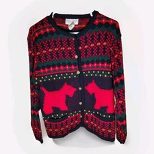 SCOTTISH TERRIER Cardigan Sweater By Casual Corner Scotty Dog Med
