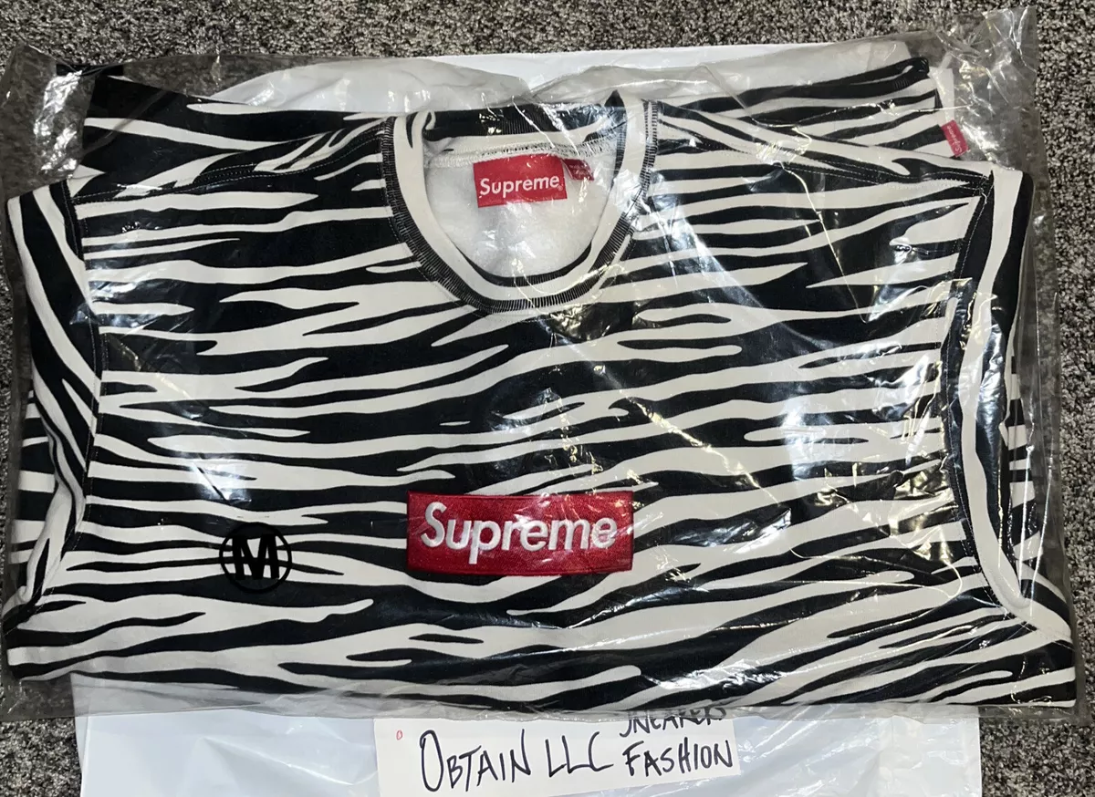 Size Medium - Supreme Box Logo Crewneck Sweatshirt Zebra (FW22)