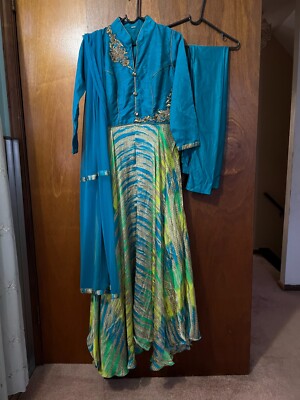 indian dress, shades of blue and green, very comforting, size large | eBay