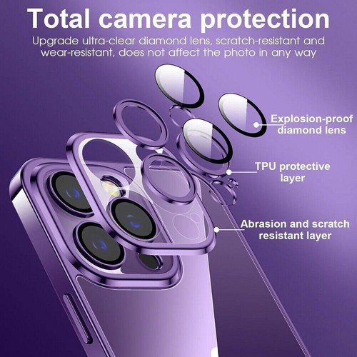 Funda Transparente Delgada Suave TPU Chapada en Cristal para iPhone 16 15 14 13 12 11 Pro - Imagen 5 de 88