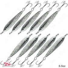 10pcs Fish WOW! 6.5oz Fishing Mega Metal Baits luna live Jig Black Anchovy NEW