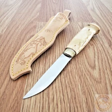 Marttiini Lynx 121 Fixed Knife 3.5" Stainless Steel Blade Curly Birch Handle