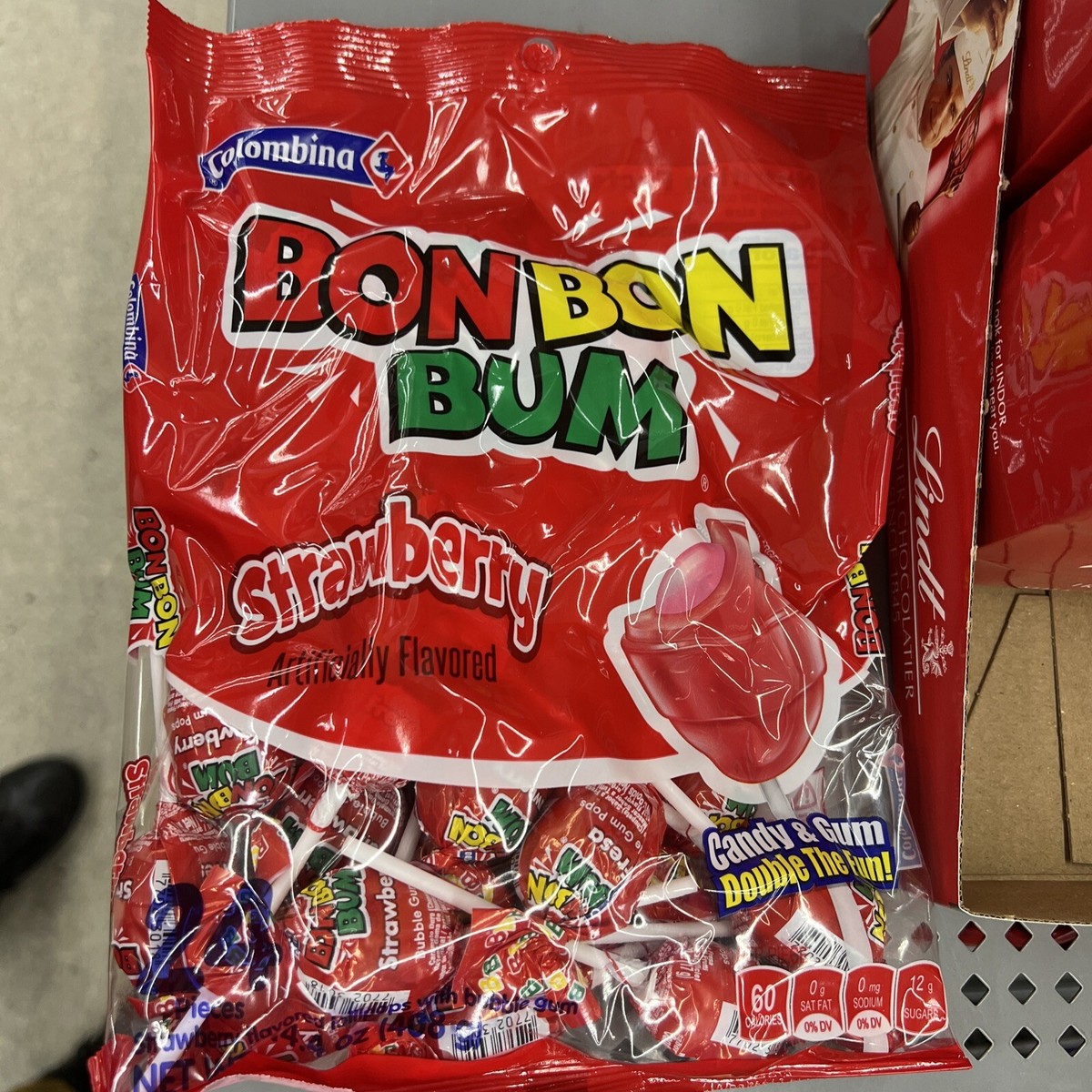 Colombina Bon Bon Bum Fresa Strawberry Bubble Gum Pops 24