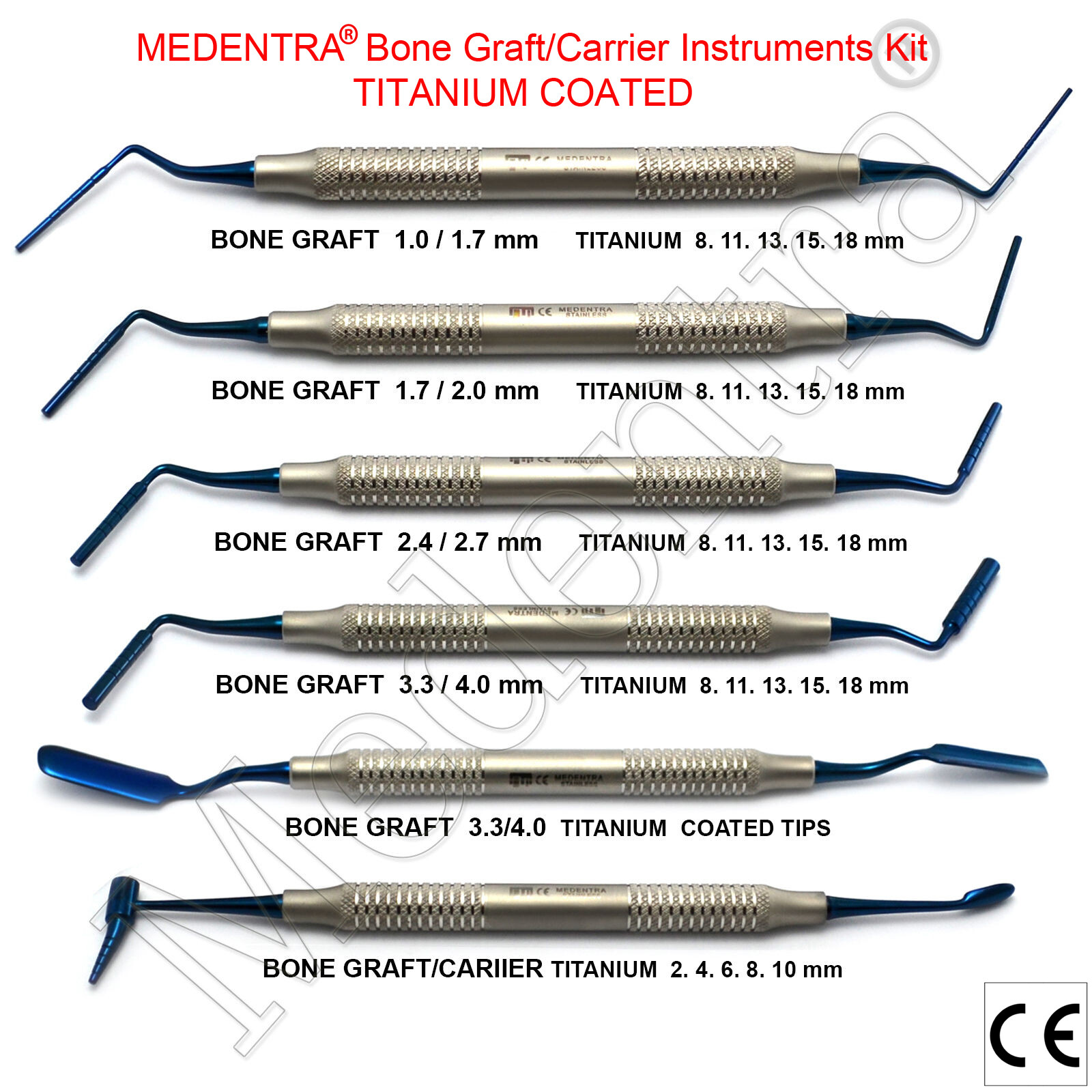 Dental Implant Condenser Compactor Bone Grafting Instruments Carrier