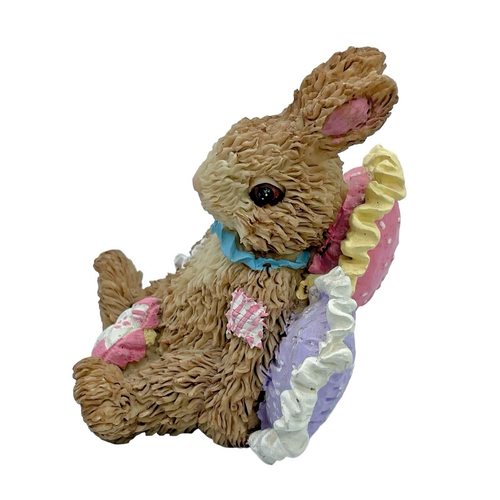 Vintage Easter Bunny Couple Resin Patchwork Pillows Pastel Rabbit Lot of 2 - Picture 8 of 14