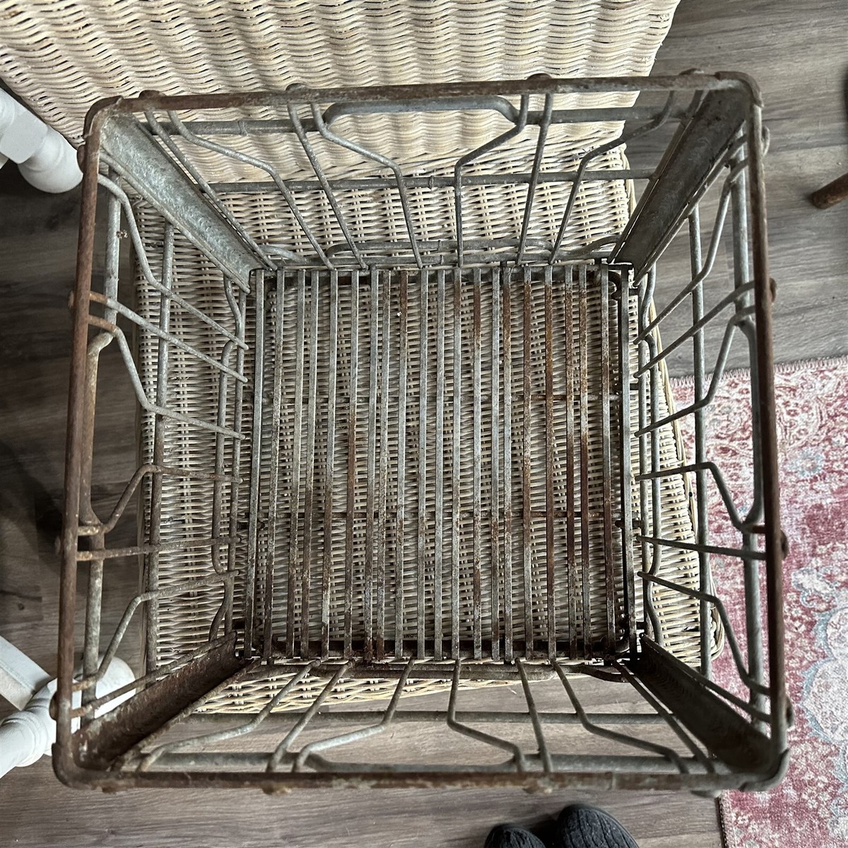 Vintage Sealtest Wire Milk Crate Box Dairy Metal Wire Delivery