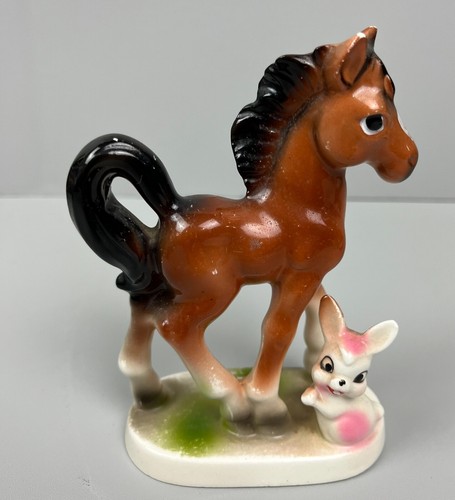 Vintage Retro Ceramic Glazed Horse And Rabbit Figures - 第 1/7 張圖片