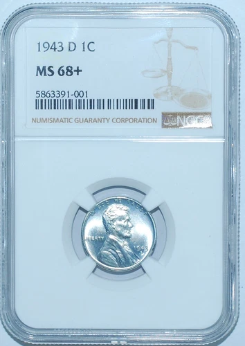 1943 D NGC MS68+ Lincoln Wheat Steel Cent Tied For Finest Registry
