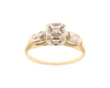 Estate Vintage 14K Yellow Gold .03 Carat Round Diamond Solitaire Engagement Ring
