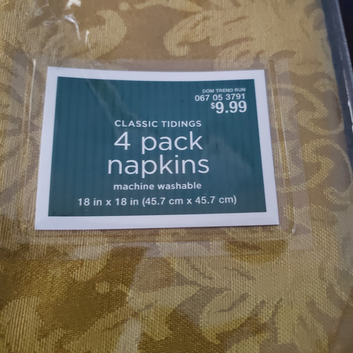 Holiday Classic Tidings Gold Damask Cloth Napkins 4 pack 18" x 18" eBay