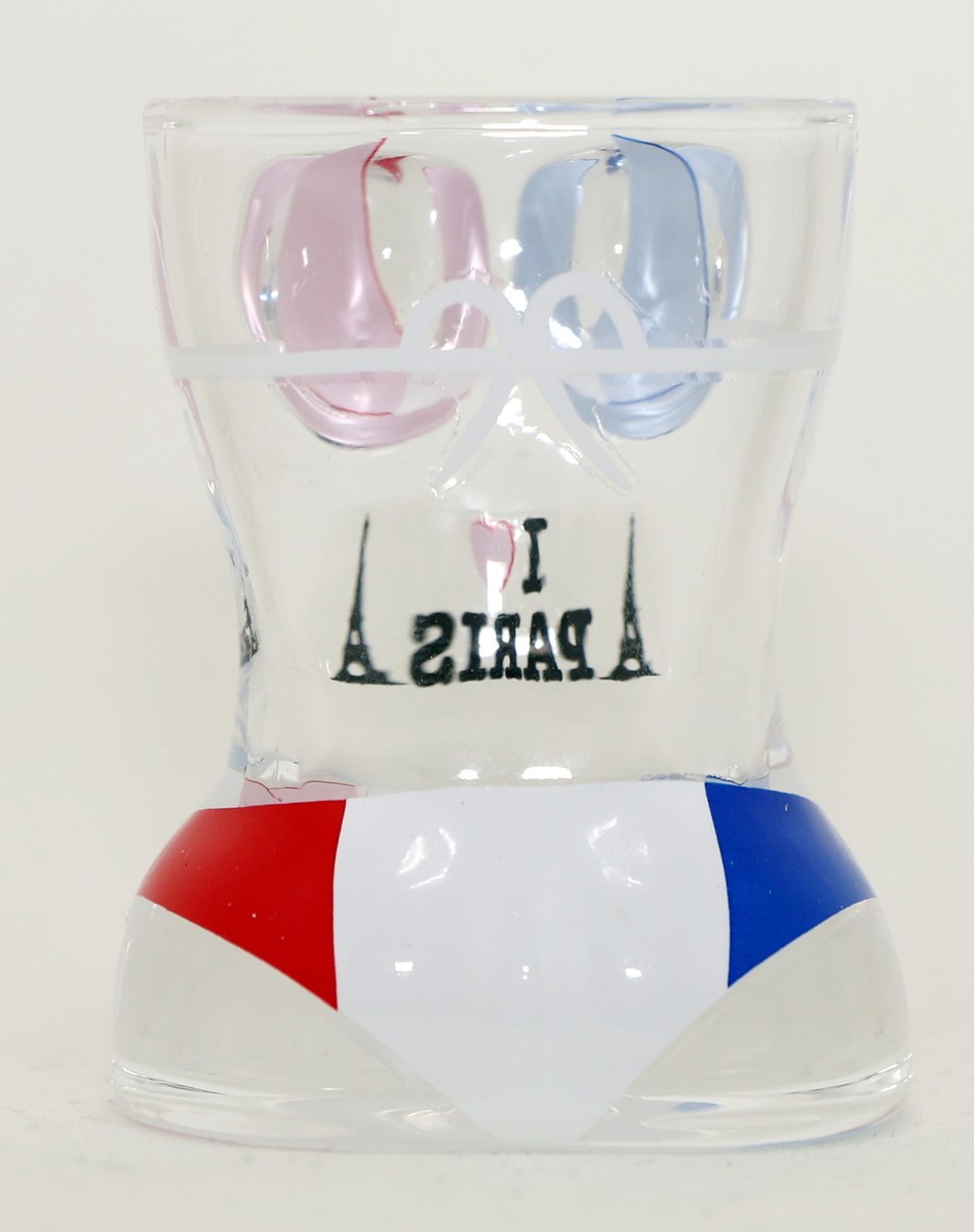 R And R Imports Paris France Design A Souvenir 1.5 Ounce Shot Glass Round Clear Single