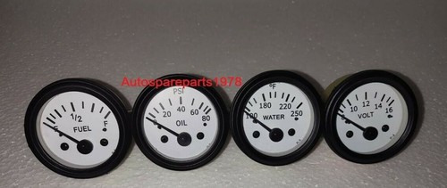 2" / 52mm Electrical Oil Pressure +Temperature +Volt +Fuel -White Face B/B - Bild 1 von 3