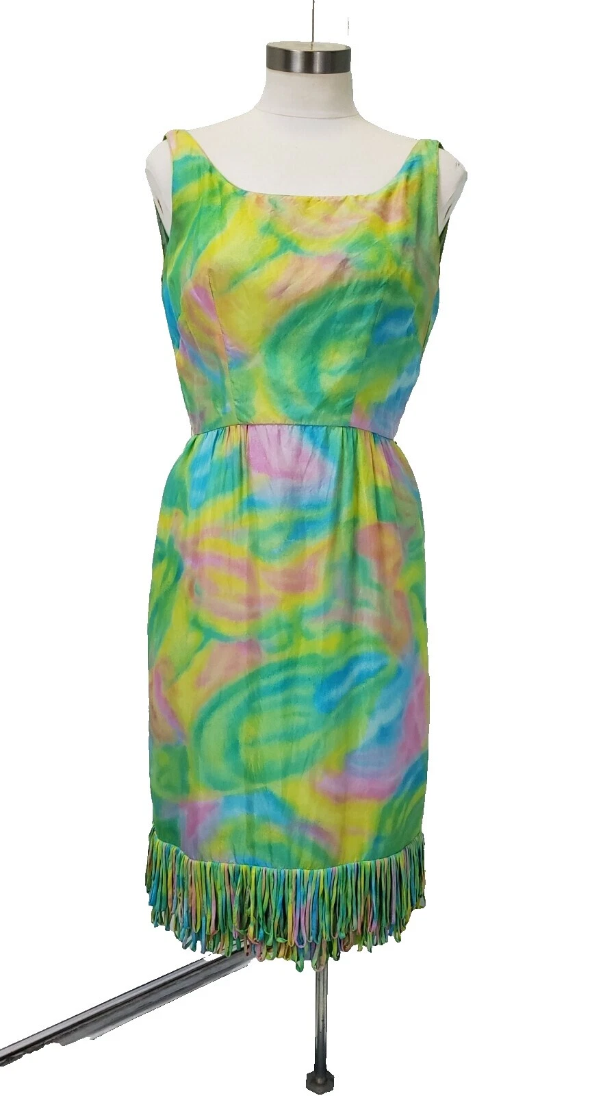 Psychedelic Regular Size 100% Silk Vintage Dresses for Women
