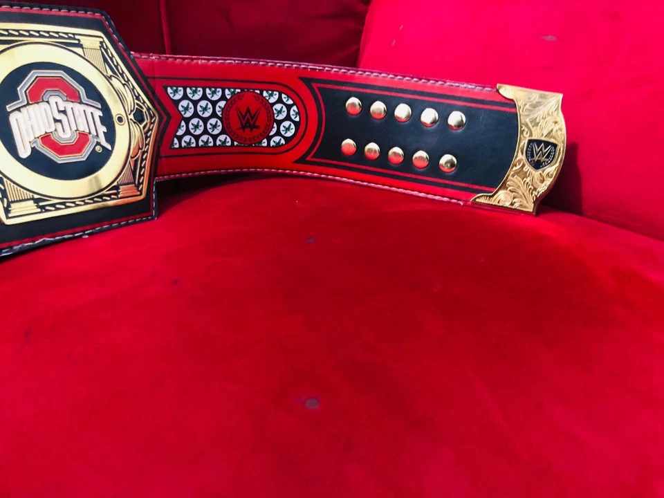 Пояс Ohio State Buckeye ТИТУЛ ЧЕМПИОНА РЕСТЛИНГА ВЗРОСЛЫЙ РАЗМЕР РЕПЛИКА 4 мм цинк - Изображение 4 из 4