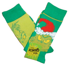 NEW MENS "DR SEUSS THE GRINCH CARTOON MOVIE CHARACTER 2 PR CHRISTMAS CREW SOCKS"