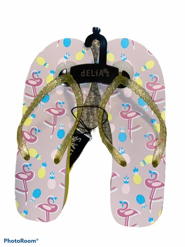 yellow box flamingo flip flops