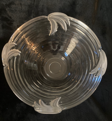 Vtg Heavy Crystal Ribbed 11.25" Fruit/Salag Bowl..Satin Banana Design...UNMARKED - Picture 3 of 5