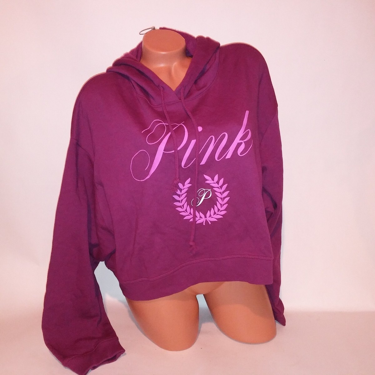 Victoria Secret PINK Crop Hoodie Sweater XXL 2X Berry Fuchsia