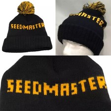 Vtg Seedmaster Hat Pom Beanie Toque Farm Equipment Company Logo Knit USA Cap