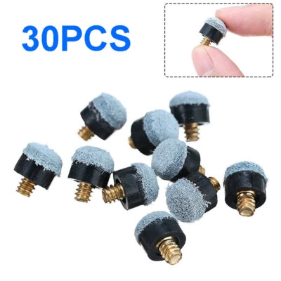 30Pcs/set Soft Billiard Pool Cue Stick Screw-on Tips Replacements 10-13mm USA