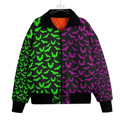 Green & Purple Knitted Fleece Bomber Jacket