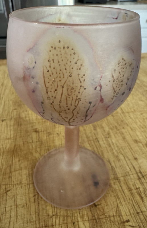 Vintage Hand Painted Nouveau Art Glass Stemmed Cordial / Wine Glass France 4.5"