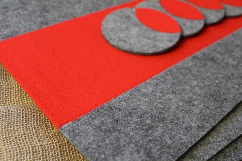 Placemats Three Pieces Simple Shape Rectangle Mix Color Felt Table Mats Set of 6 - Picture 3 of 9