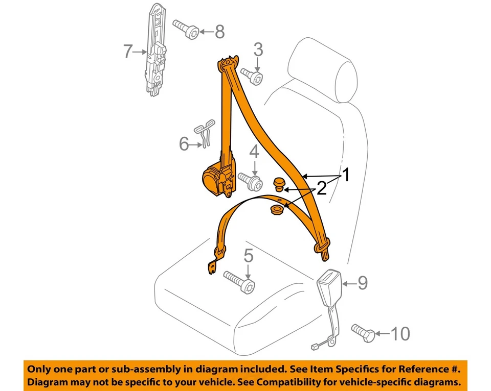 Used Front Right Seat Belt Front fits: 2017 Volkswagen Passat bucket seat passen - Image 3 of 4